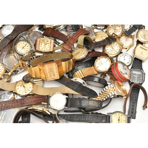 116 - A BOX OF ASSORTED WATCHES, an assortment of watches to include two silver cased watches, both hallma... 