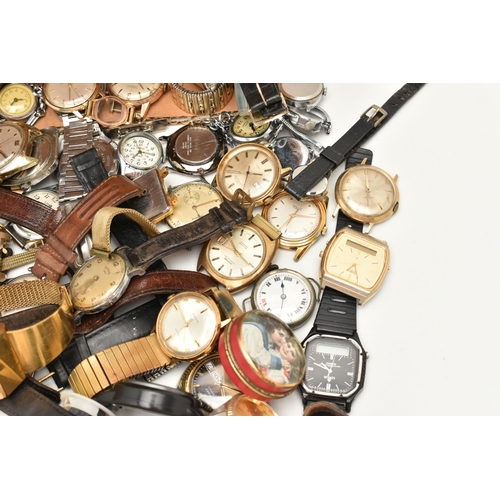 116 - A BOX OF ASSORTED WATCHES, an assortment of watches to include two silver cased watches, both hallma... 