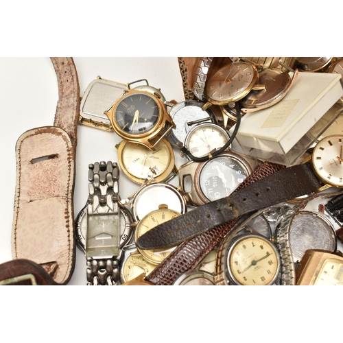 116 - A BOX OF ASSORTED WATCHES, an assortment of watches to include two silver cased watches, both hallma... 