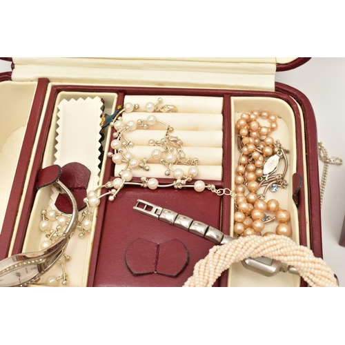 122 - A BOX OF ASSORTED SILVER/WHITE METAL AND COSTUME JEWELLERY, to include a silver cubic zirconia set h... 