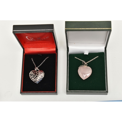 123 - A BOX OF ASSORTED WHITE METAL PENDANT NECKLACES AND PENDANTS, various designs, to include chains, so... 