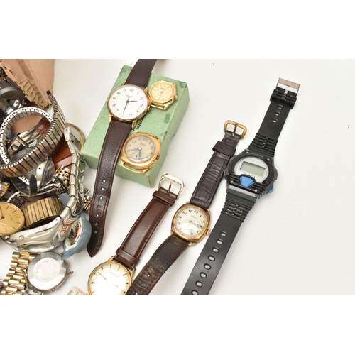 129 - A BOX OF ASSORTED WATCHES, a large assortment of wristwatches, names to include Sekonda, Smiths, Den... 