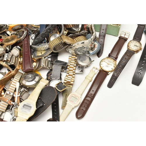 129 - A BOX OF ASSORTED WATCHES, a large assortment of wristwatches, names to include Sekonda, Smiths, Den... 