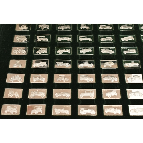 135 - THE 100 GREATEST CARS SILVER MINIATURE COLLECTION, containing 100 miniature silver ingots depicting ... 