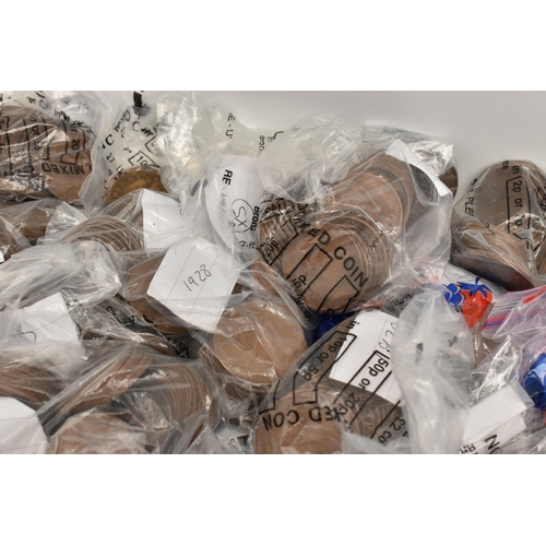 138 - TWO PLASTIC STORAGE TUBS CONTAINING UK COINAGE, to include 20th Century coinage with amounts of Pre ... 