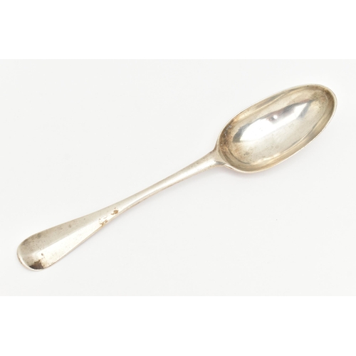 168 - A GEORGE II SILVER TABLESPOON, Hanoverian pattern, with engraved 'Virtus inexpugnabilis' crest and  ... 