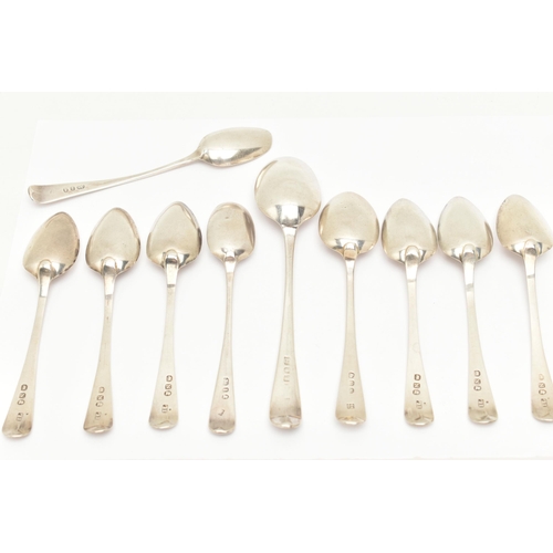 170 - AN ASSORTMENT OF SILVER TEASPOONS, ten assorted spoons, all old English pattern, most with monogram ... 