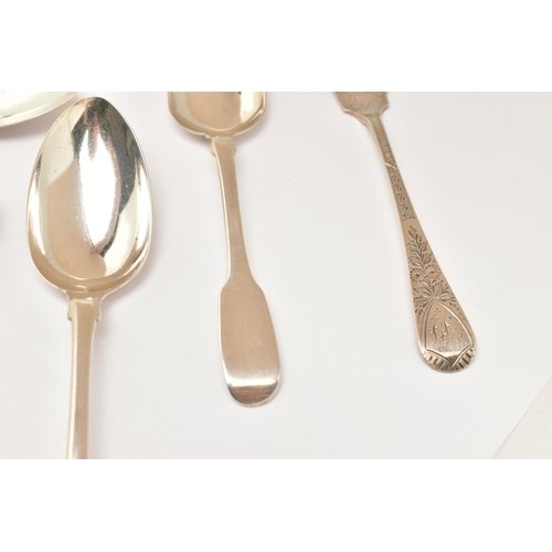 171 - AN ASSORTMENT OF SILVER FLATWARE, to include a silver napkin ring, a pair of sugar tongs, a pair of ... 