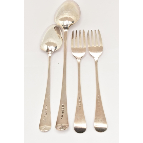 173 - AN ASSORTMENT OF SILVER FLATWARE, to include a silver old English pattern basting spoon, hallmarked ... 