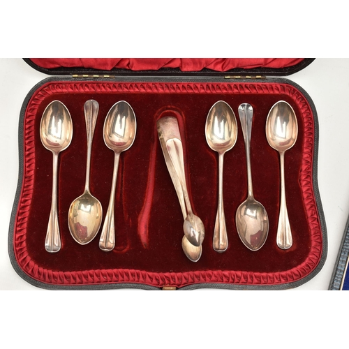 176 - TWO CASED SILVER TEASPOON SETS, the first a cased set of six teaspoons, with Celtic detail, hallmark... 