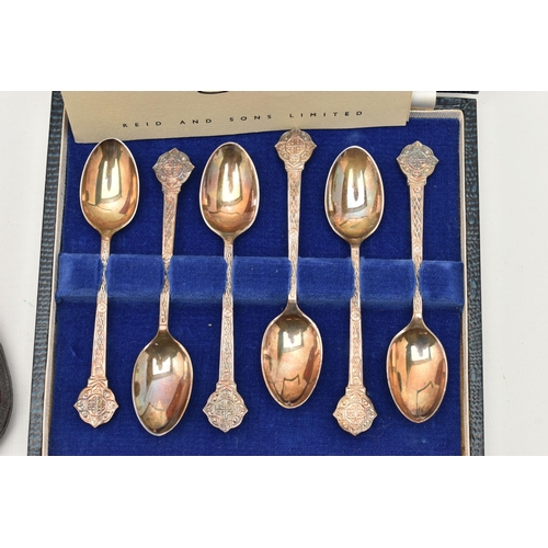 176 - TWO CASED SILVER TEASPOON SETS, the first a cased set of six teaspoons, with Celtic detail, hallmark... 