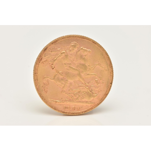 188 - A FULL GOLD SOVEREIGN VICTORIA VEILED HEAD, dated 1896, 22ct gold, 22.05mm diameter, 7.98 grams (hig... 