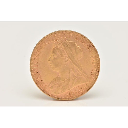 188 - A FULL GOLD SOVEREIGN VICTORIA VEILED HEAD, dated 1896, 22ct gold, 22.05mm diameter, 7.98 grams (hig... 