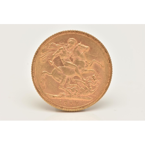 189 - A FULL GOLD SOVEREIGN VICTORIA VEILED HEAD, dated 1900, 22ct gold, 22.05mm diameter, 7.98 grams