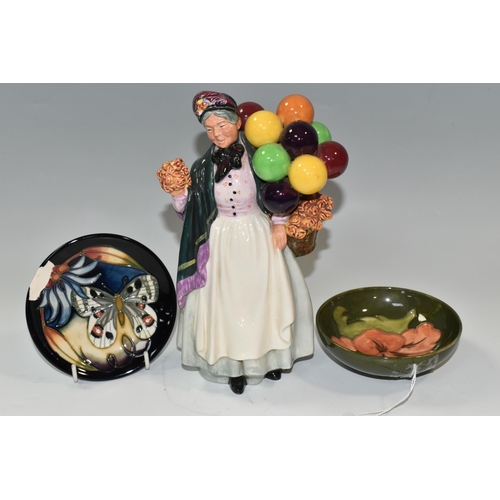 312 - A MOORCROFT POTTERY DISH AND PIN DISH, comprising  pin dish 'Butterfly and Berries' designed by Sian... 