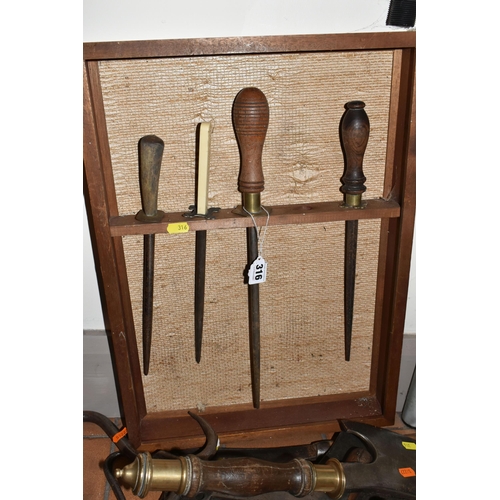 316 - A LARGE COLLECTION OF VINTAGE MEAT CLEAVERS, comprising eight assorted meat cleavers, one cleaver is... 