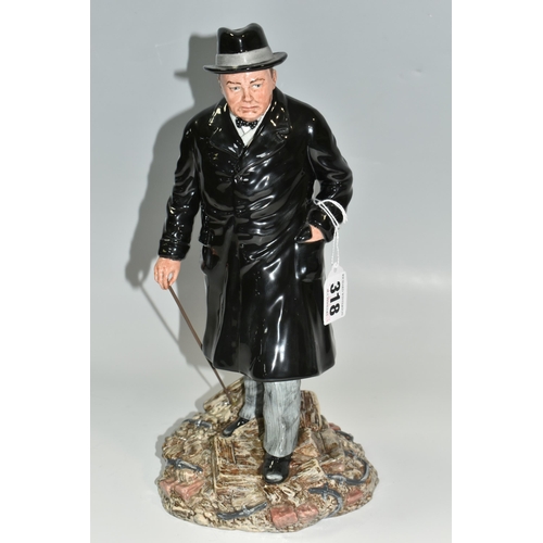 318 - A LIMITED EDITION ROYAL DOULTON FIGURE OF WINSTON. S. CHURCHILL, HN3433, numbered 1202/5000, 1992 fi... 