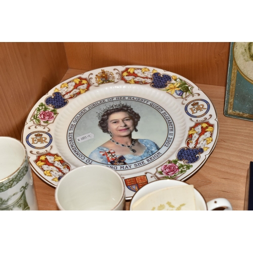 322 - A GROUP OF NAMED ROYAL COMMEMORATIVE CERAMICS, comprising a limited edition boxed Royal Crown Derby ... 