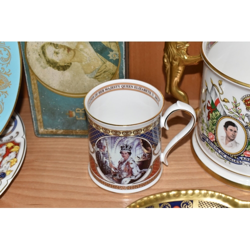 322 - A GROUP OF NAMED ROYAL COMMEMORATIVE CERAMICS, comprising a limited edition boxed Royal Crown Derby ... 