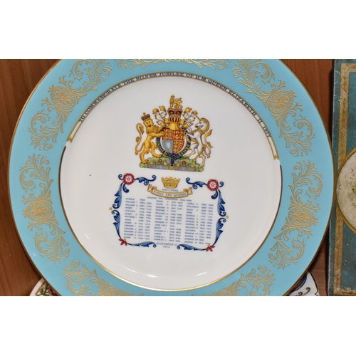 322 - A GROUP OF NAMED ROYAL COMMEMORATIVE CERAMICS, comprising a limited edition boxed Royal Crown Derby ... 