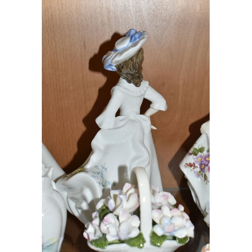 325 - A GROUP OF FIFTEEN PIECES OF NAMED PORCELAIN GIFTWARE AND FIGURINES, comprising two Coalport 'Rose G... 