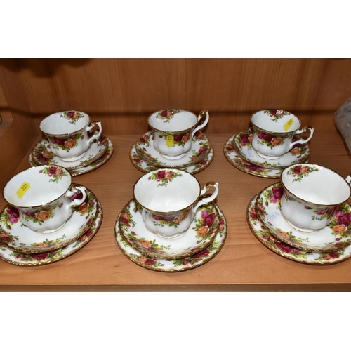 331 - A GROUP OF ROYAL ALBERT 'OLD COUNTRY ROSES' PATTERN TEAWARE AND SIX DINNER PLATES, comprising six di... 