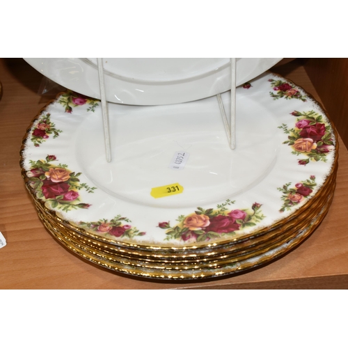 331 - A GROUP OF ROYAL ALBERT 'OLD COUNTRY ROSES' PATTERN TEAWARE AND SIX DINNER PLATES, comprising six di... 