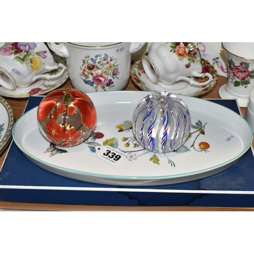 339 - A GROUP OF CERAMICS AND GLASS WARE, to include a Caithness limited edition paperweight with air twis... 