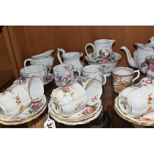 341 - A GROUP OF CERAMIC TEAWARE, comprising Royal Crown Derby 'Derby Posies': teapot, two cream jugs, sug... 