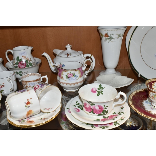 341 - A GROUP OF CERAMIC TEAWARE, comprising Royal Crown Derby 'Derby Posies': teapot, two cream jugs, sug... 