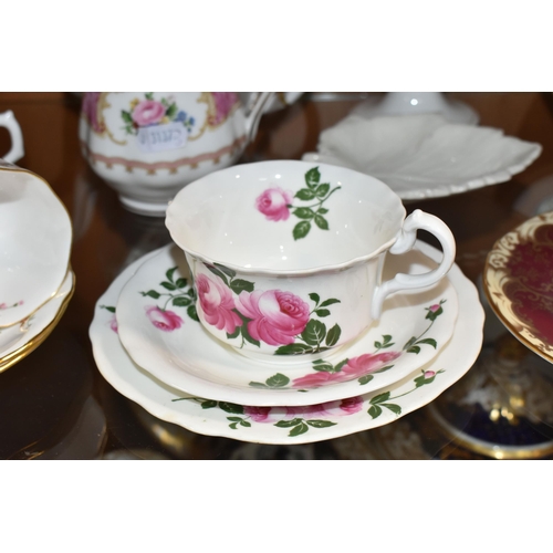 341 - A GROUP OF CERAMIC TEAWARE, comprising Royal Crown Derby 'Derby Posies': teapot, two cream jugs, sug... 