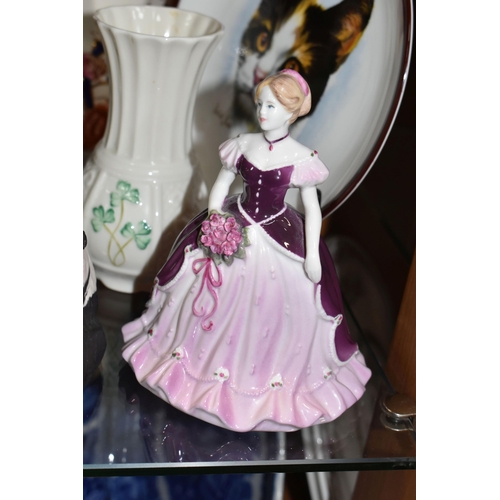 344 - A GROUP OF CERAMIC GIFTWARE, to include a Coalport Debutante 'Marianne' figurine, a Royal Albert Old... 