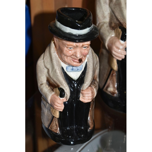 345 - FOUR ROYAL DOULTON WINSTON CHURCHILL TOBY JUGS, of graduating sizes, comprising D6171 height 23cm, t... 