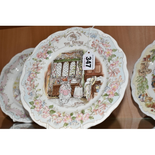 347 - SIX ROYAL DOULTON 'BRAMBLY HEDGE' TEA PLATES, comprising 'Old Oak Palace' (second quality), 'The Dai... 