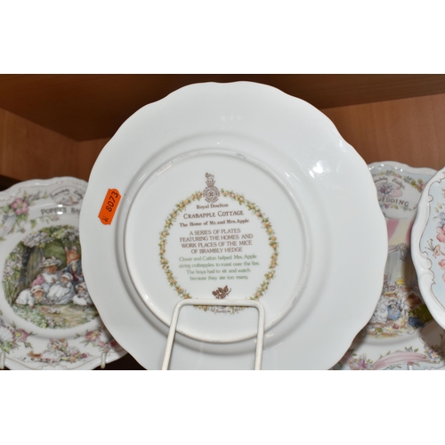 347 - SIX ROYAL DOULTON 'BRAMBLY HEDGE' TEA PLATES, comprising 'Old Oak Palace' (second quality), 'The Dai... 