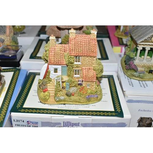 352 - A COLLECTION OF BOXED LILLIPUT LANE SCULPTURES, comprising fifteen boxed sculptures with deeds, many... 