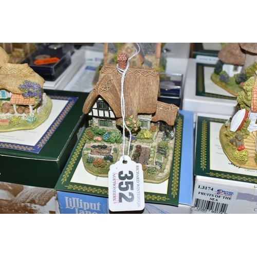 352 - A COLLECTION OF BOXED LILLIPUT LANE SCULPTURES, comprising fifteen boxed sculptures with deeds, many... 