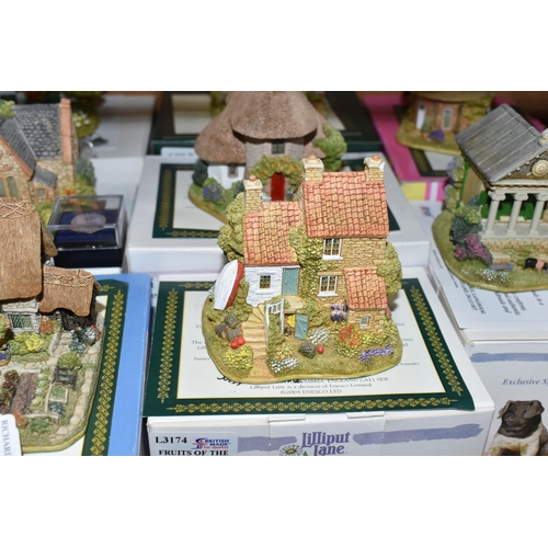 352 - A COLLECTION OF BOXED LILLIPUT LANE SCULPTURES, comprising fifteen boxed sculptures with deeds, many... 