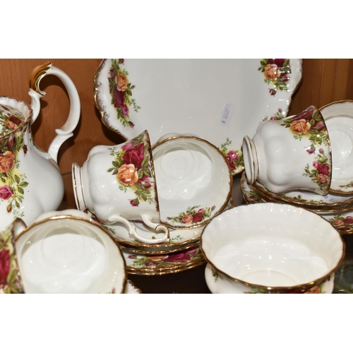 355 - A TWENTY TWO PIECE ROYAL ALBERT OLD COUNTRY ROSES TEA SET, comprising a teapot, a cream jug, a sugar... 