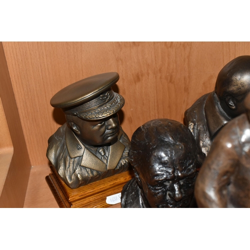 357 - A COLLECTION OF SIR WINSTON CHURCHILL BUSTS, FIGURES AND OTHER ITEMS, to include ten resin busts of ... 