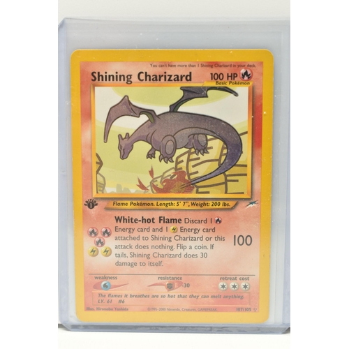 383 - POKEMON NEO DESTINY FIRST EDITION SHINING CHARIZARD 107/105, card is in lightly played condition