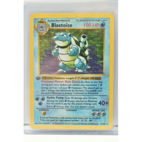 384 - POKEMON BASE SET FIRST EDITION BLASTOISE 2/102, card in moderately played condition