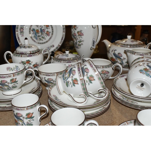 390 - THIRTY FOUR PIECES OF WEDGWOOD KUTANI CRANE TEAWARES comprising five coffee cups (one sounds dull wh... 