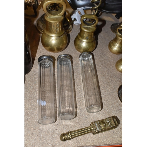 397 - A GROUP OF MIXED METALWARES to include a Mappin & Webb plated cocktail shaker (dent to shaker), a pa... 