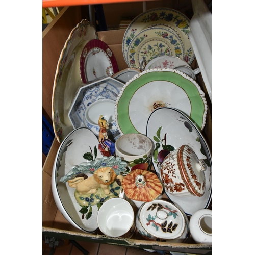 400 - THREE BOXES AND LOOSE MIXED CERAMICS AND METALWARES to include a box of mixed ceramic tea wares to i... 