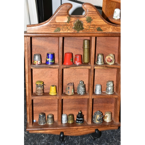 409 - ONE BOX AND LOOSE DISPLAYS OF THIMBLES to include approximately two hundred assorted metal, silver, ... 