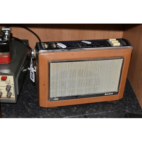 414 - A GROUP OF VINTAGE ELECTRONICS to include a vintage Zenith variance transformer, a portable Bush BP8... 