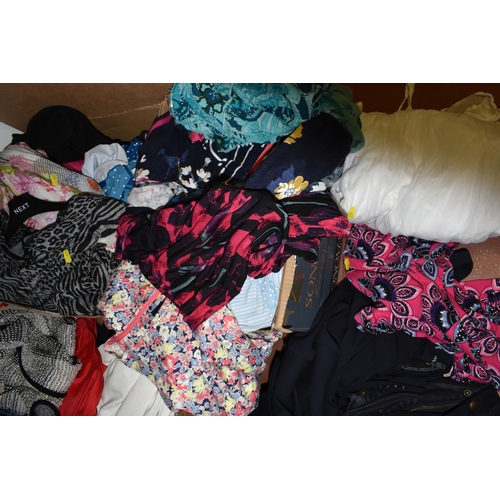 422 - FIVE BOXES OF LADIES' CLOTHES, to include six pairs of leggings M&S some still in the packaging, fou... 