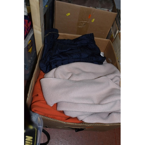 427 - FIVE BOXES OF LADIES' CLOTHES, sizes vary from 8, 10, 12, 14 to include coats and gilets from Next, ... 