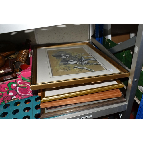 439 - FIVE BOXES AND LOOSE MISCELLANEOUS ITEMS to include five vintage suitcases, one box of treen compris... 